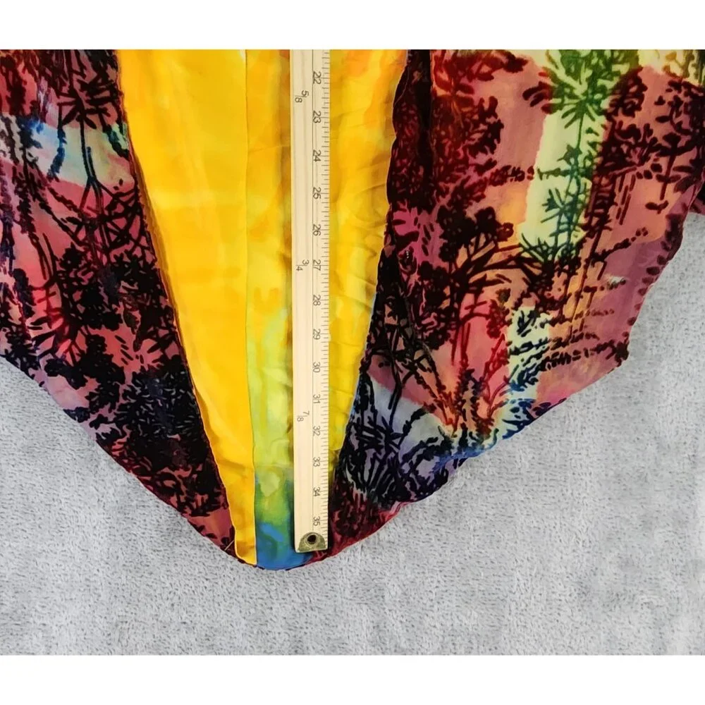 Womens Jacket One Size Multicolor Velvet Open Front Short Sleeve Retro Cover Up - Picture 3 of 7